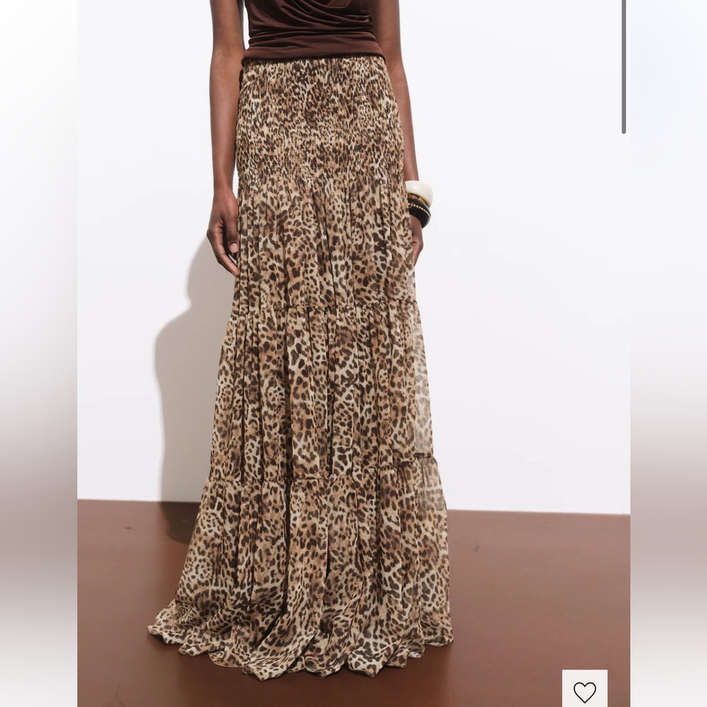 Mango Leopard Print Maxi Skirt